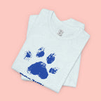 Dog Mom Paw Print T-Shirt — Distressed Blue Design