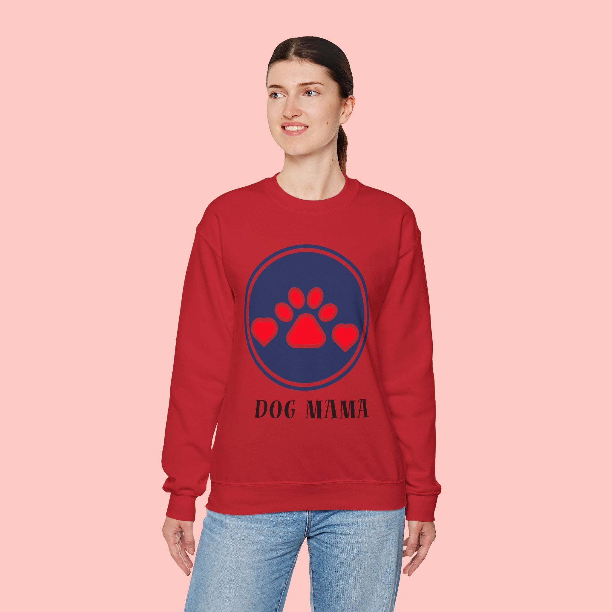 Dog Mama Crewneck Sweatshirt — Cute Paw Print Graphic for Dog Lovers