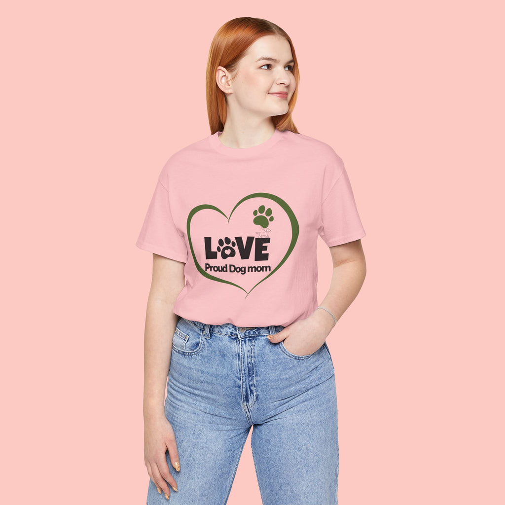 Dog Mom Love T-Shirt — "LOVE Proud Dog Mom" Heart Paw Tee