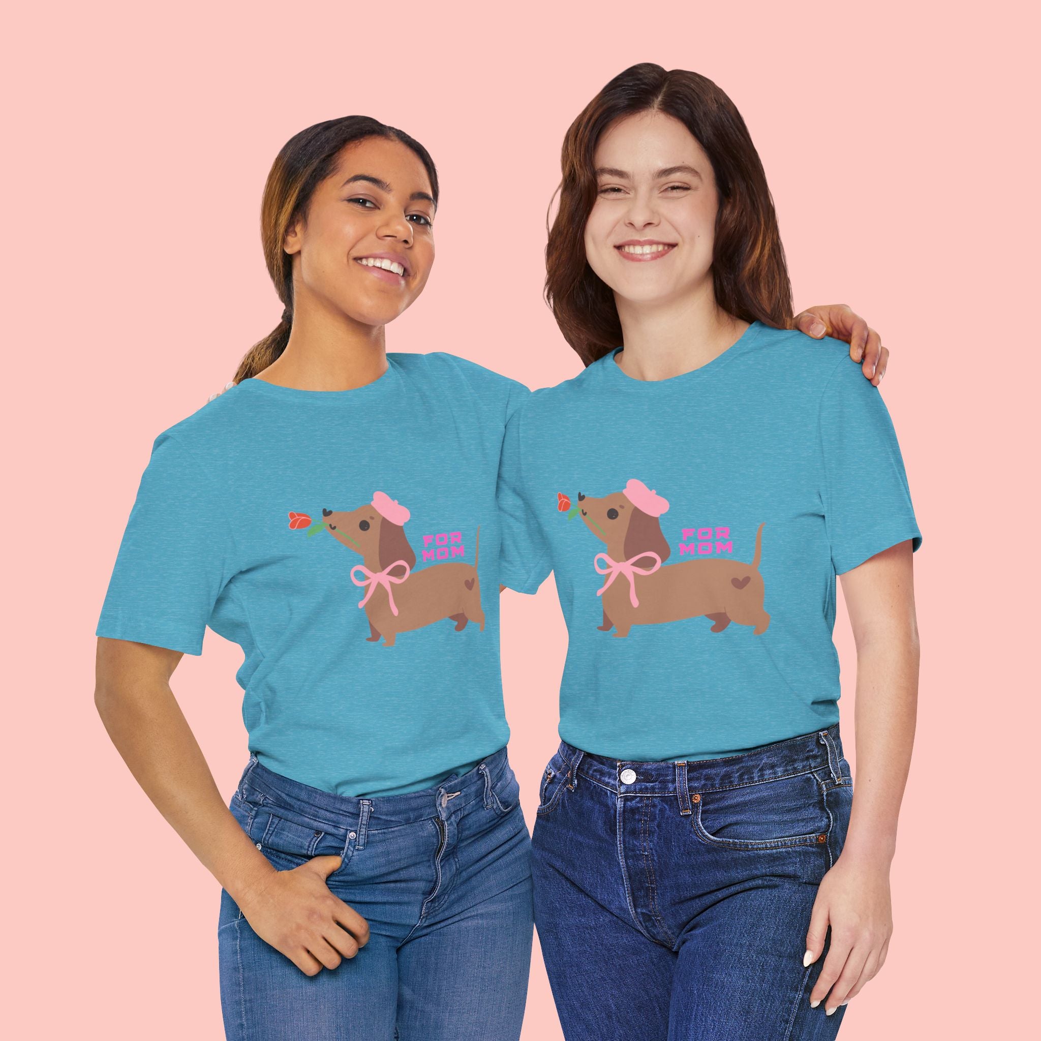 Mommy’s Dachshund Tee – Cute Dog with Rose “For Mom” Shirt
