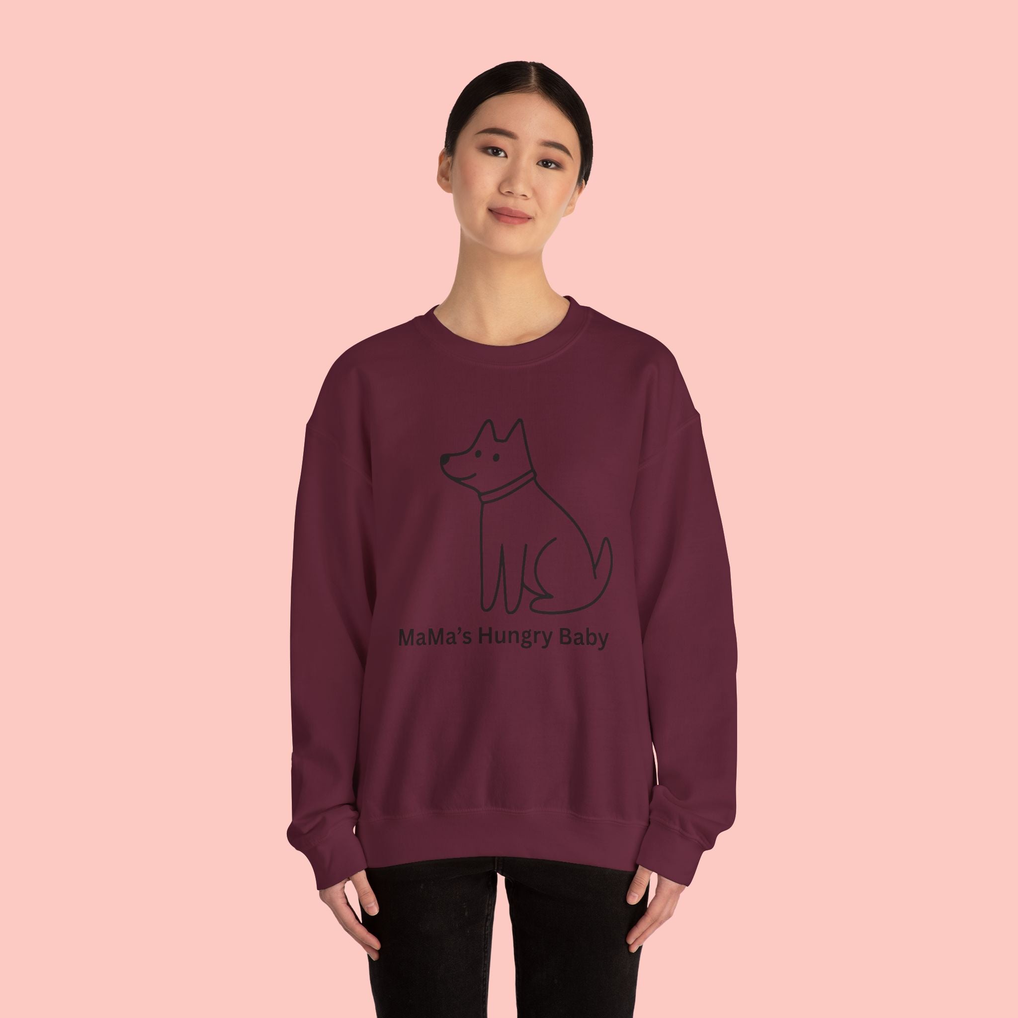 Mama's Hungry Baby Sweatshirt — Cute Minimal Dog Graphic Crewneck