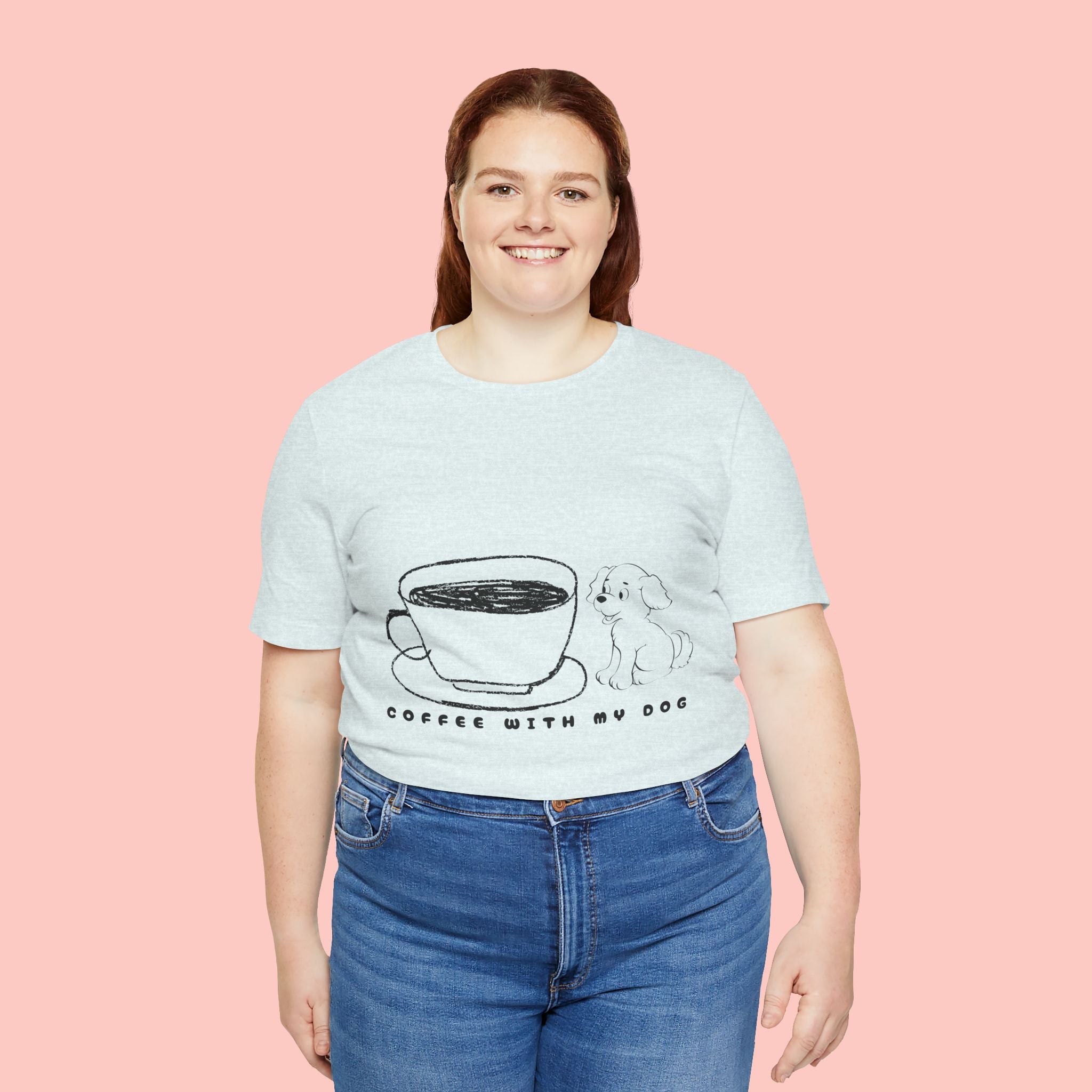 Coffee With My Dog T‑Shirt — Cute Minimalist Dog & Coffee Tee