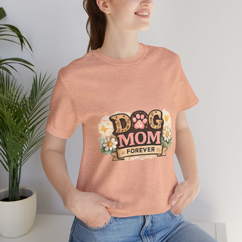 Dog Mom Forever T‑Shirt — Floral Paw Print Tee for Pet Lovers