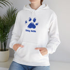 Dog Mom Paw Print Hoodie – Cute Pet Lover Sweatshirt, Blue Paw 'DOG MOM' Design