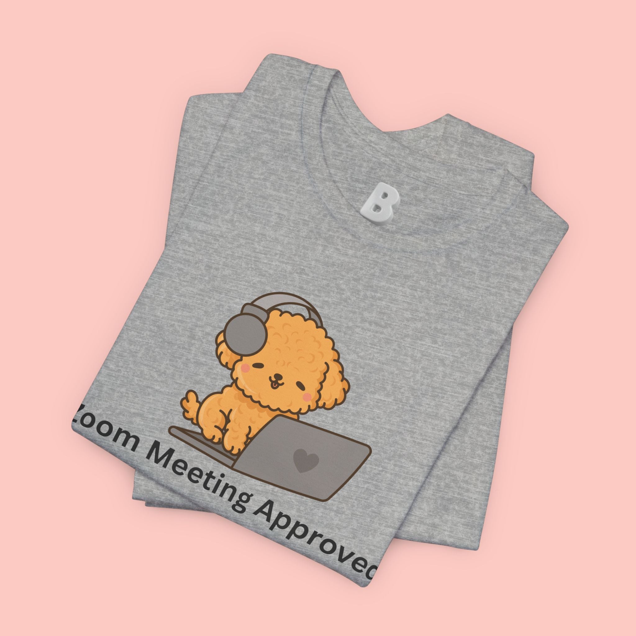 Zoom Meeting Approved Tee — Cute Puppy with Headset Laptop Graphic