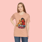 Dog Mom T-Shirt - Cute Woman Hugging Golden Retriever Tee