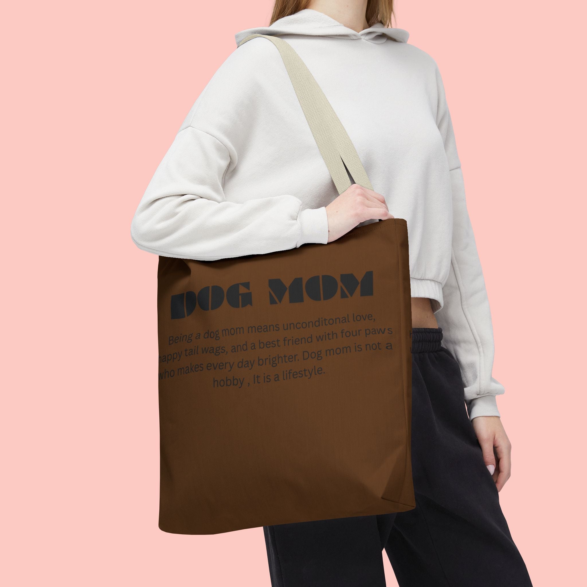 Dog Mom Tote Bag - 'Dog Mom' Printed Canvas Carryall, Gift for Dog Lovers