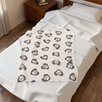 Paw Heart Velveteen Plush Blanket — Soft Cozy Pet Lover Throw