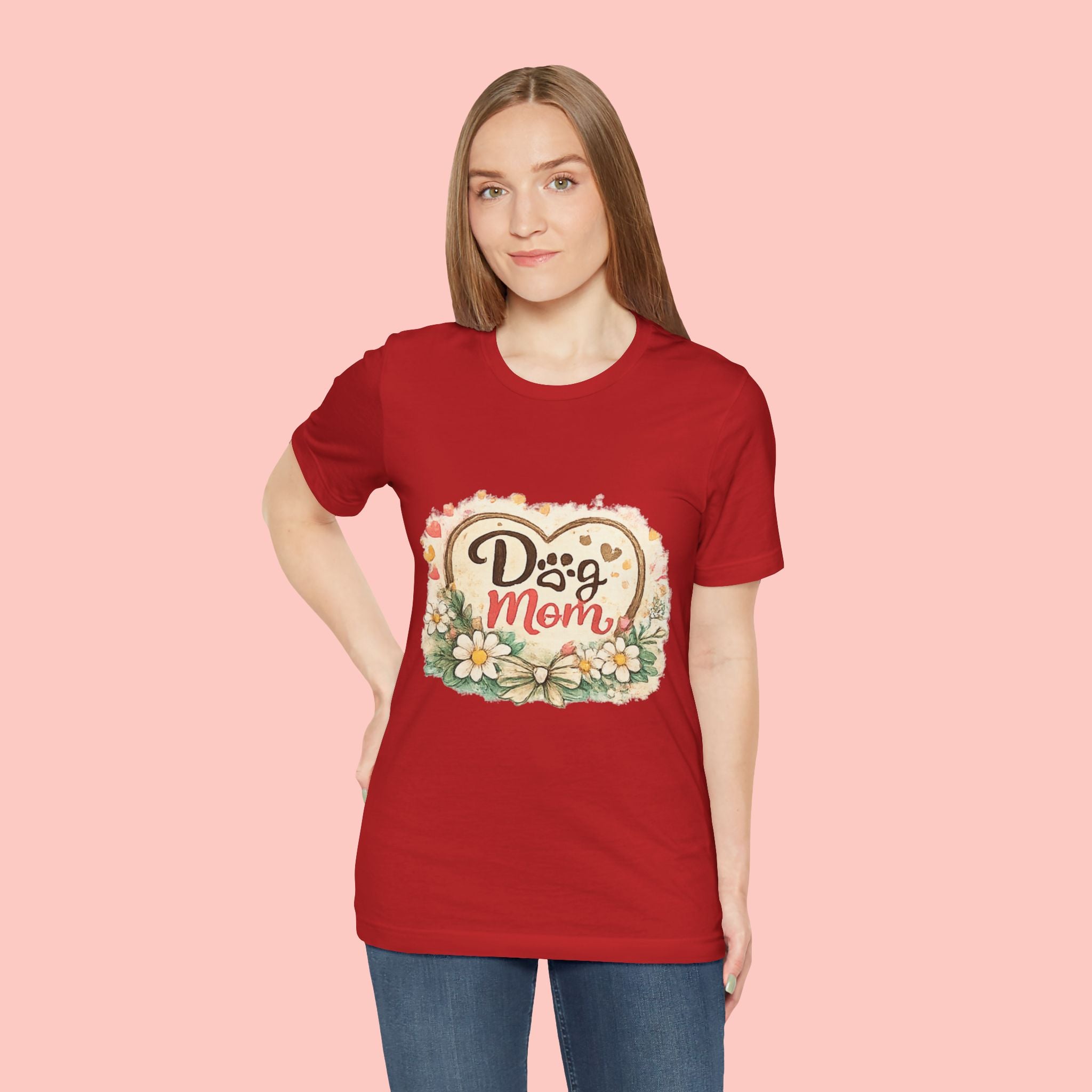Dog Mom T-Shirt – Floral Heart Paw Design