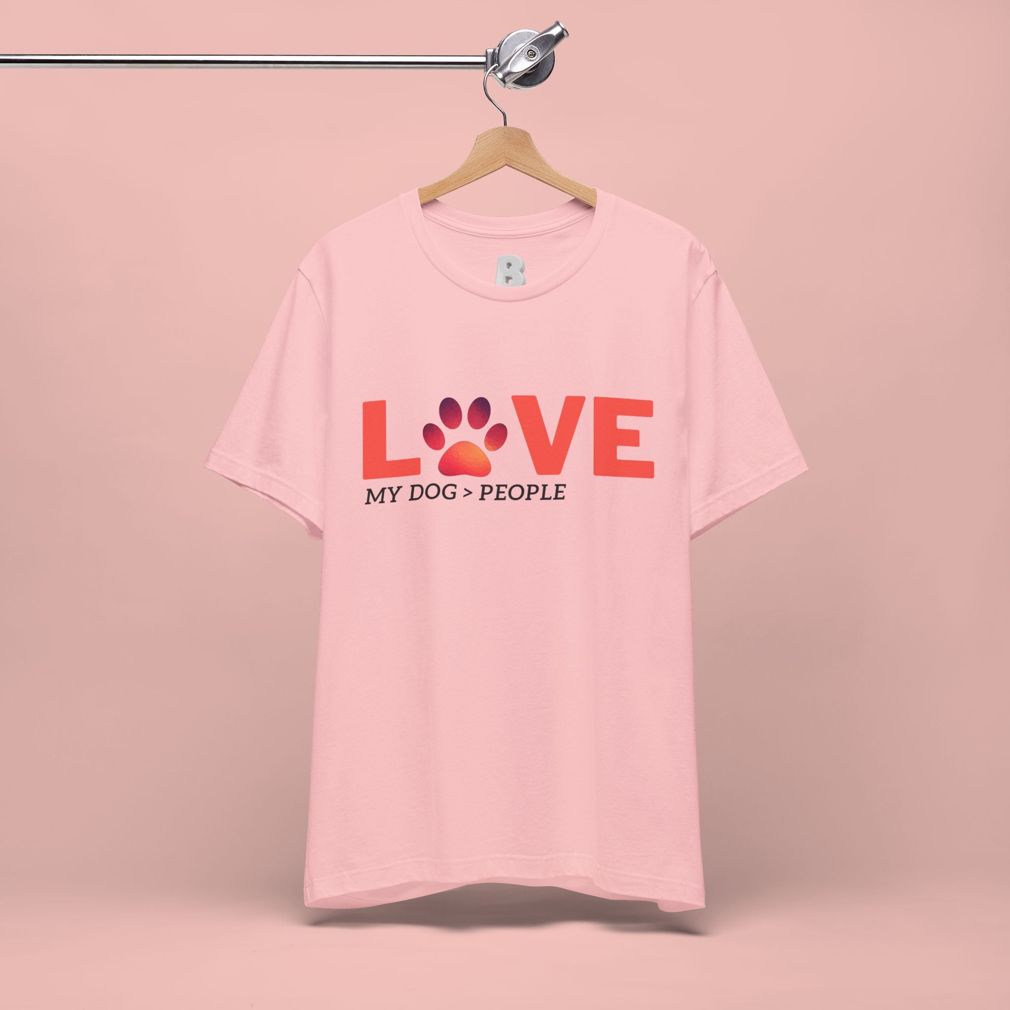 Dog Lover Tee - "LOVE My Dog > People" Paw Print Graphic T-Shirt