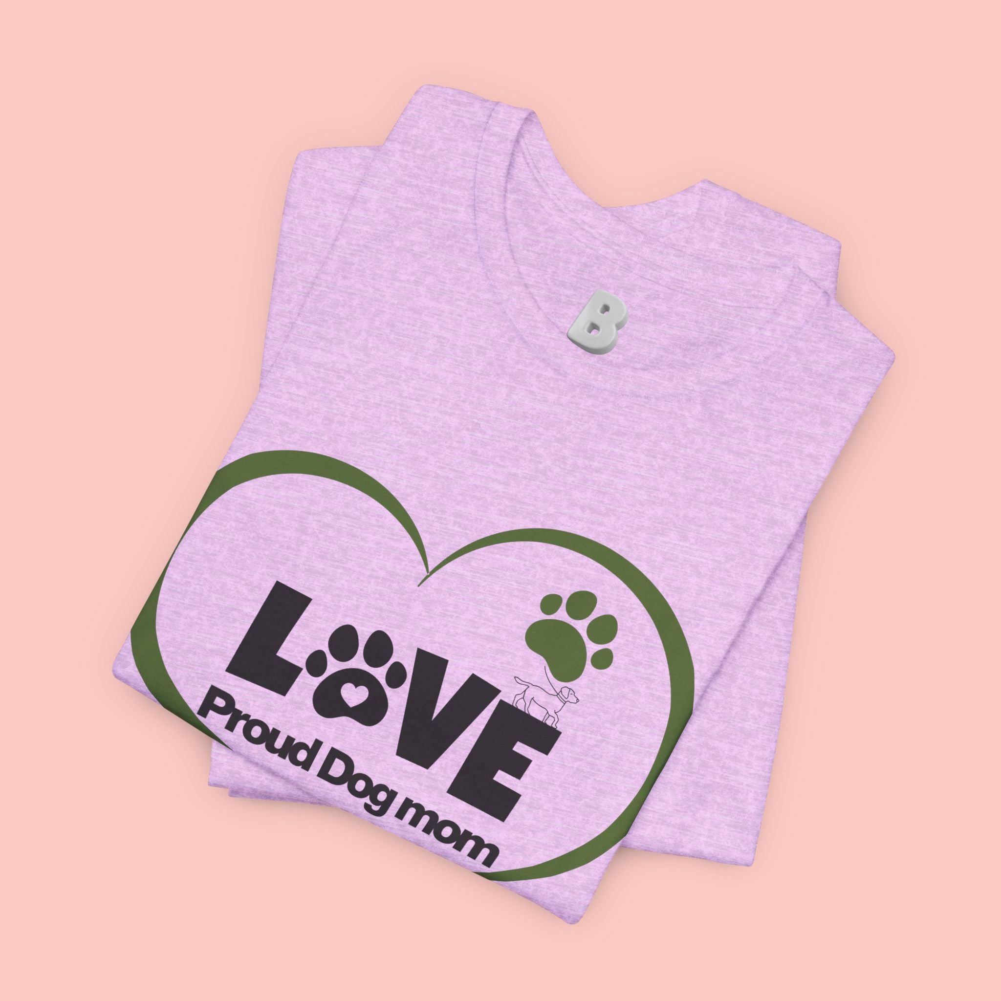 Dog Mom Love T-Shirt — "LOVE Proud Dog Mom" Heart Paw Tee