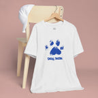 Dog Mom Paw Print T-Shirt — Distressed Blue Design