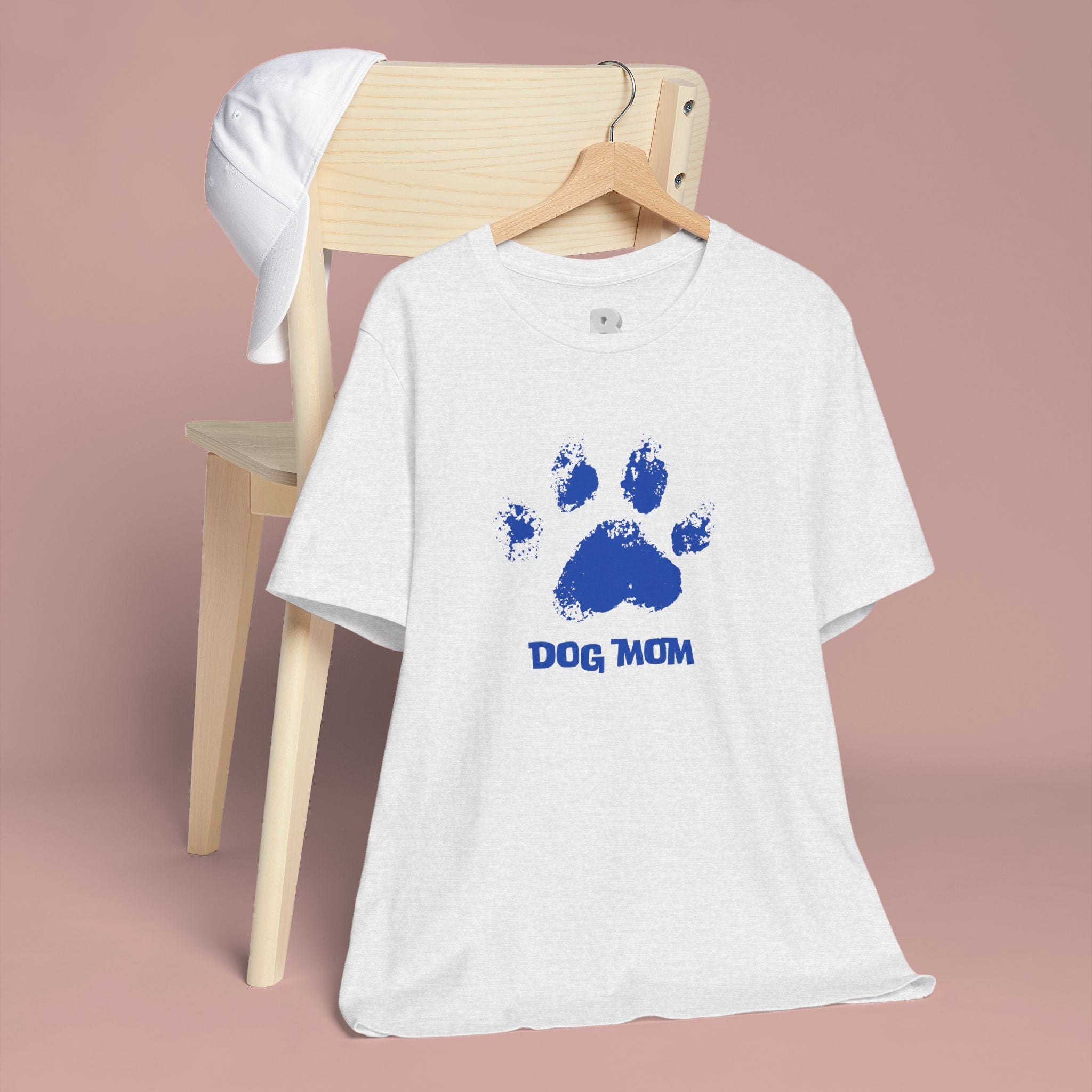 Dog Mom Paw Print T-Shirt — Distressed Blue Design
