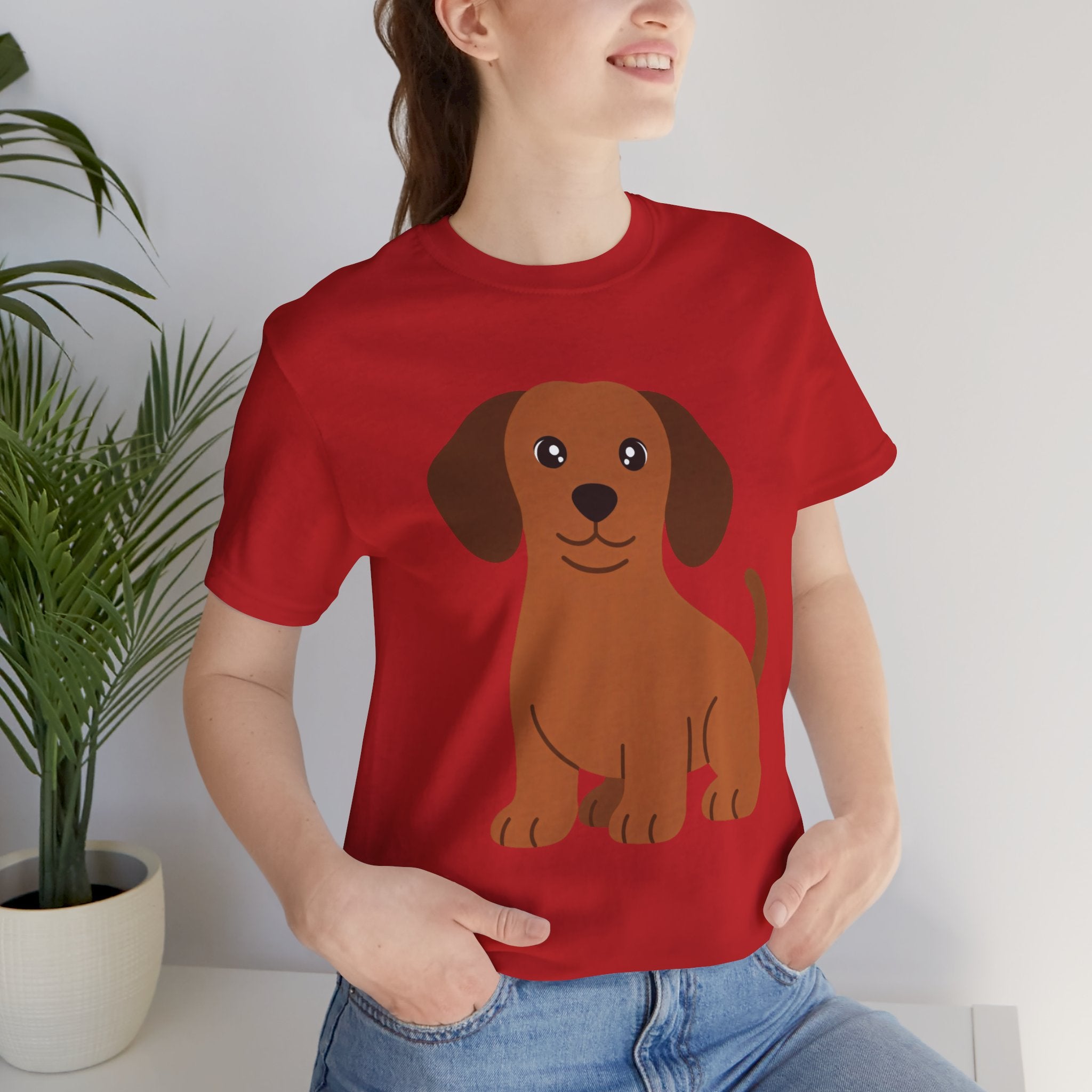 Dachshund Puppy Graphic T-Shirt — Cute Brown Dog Tee