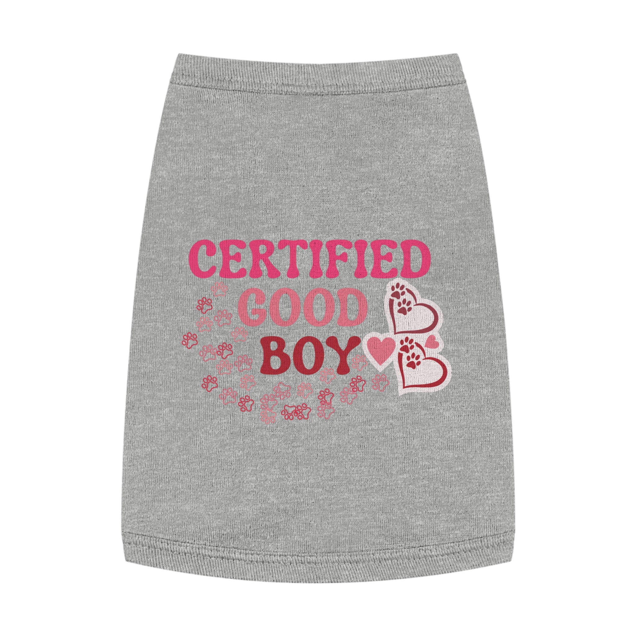 Certified Good Boy Pet Tank Top - Cute Paw & Heart Dog Tee