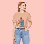 Dog Mom T‑Shirt — Cute Woman Hugging Dog Graphic Tee