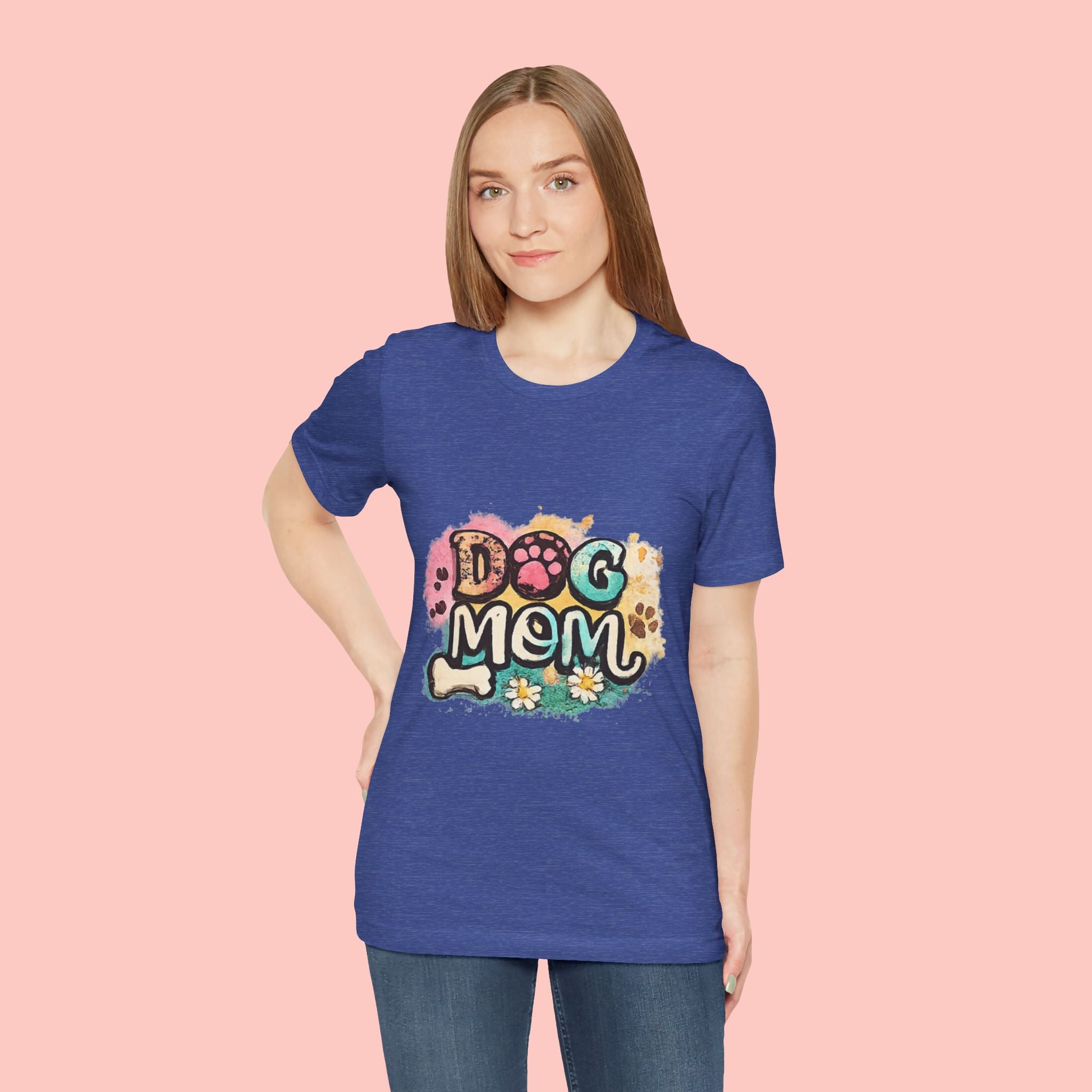 Dog Mom T-Shirt — Colorful Paw Print Graphic Tee for Pet Lovers