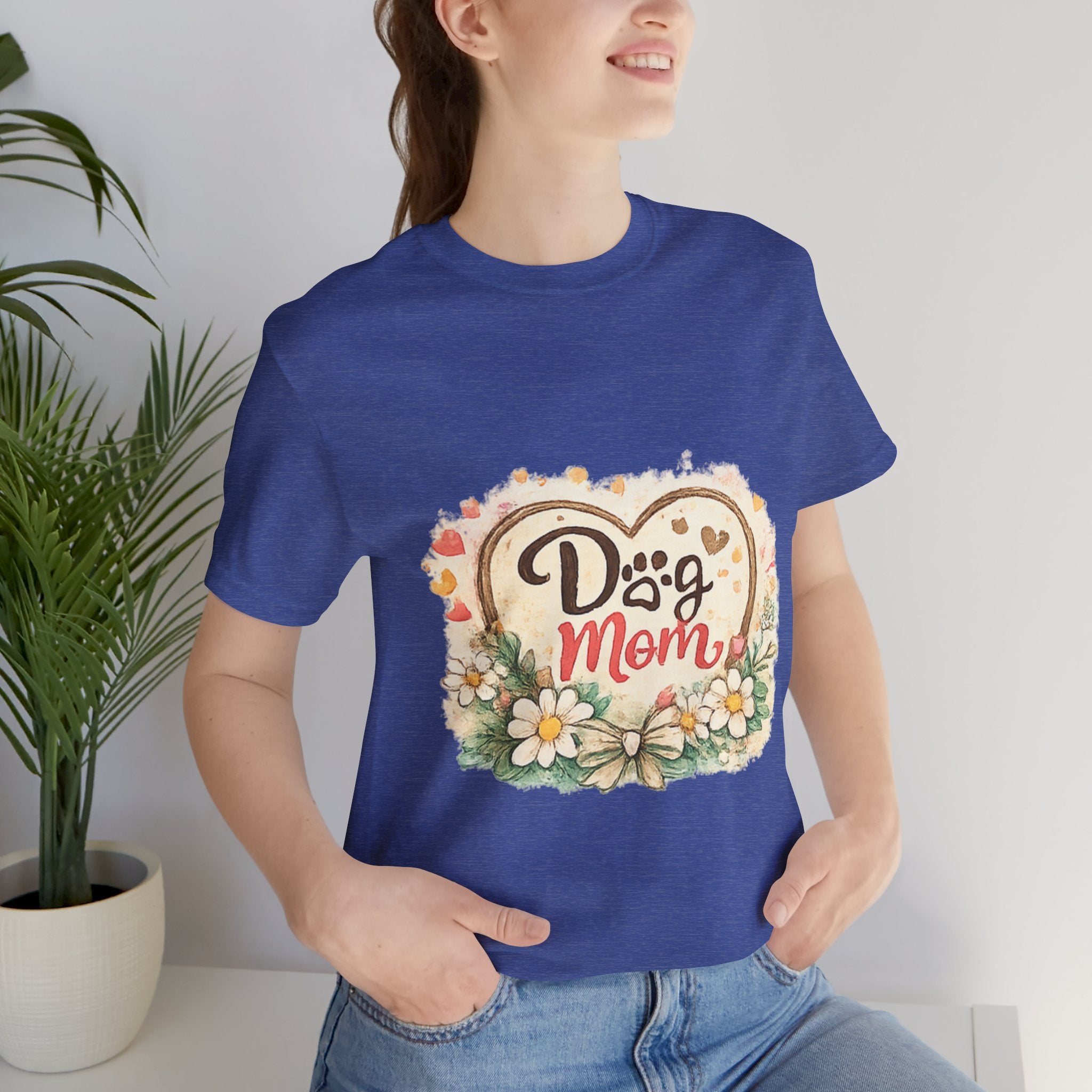 Dog Mom T-Shirt – Floral Paw Heart Graphic Tee