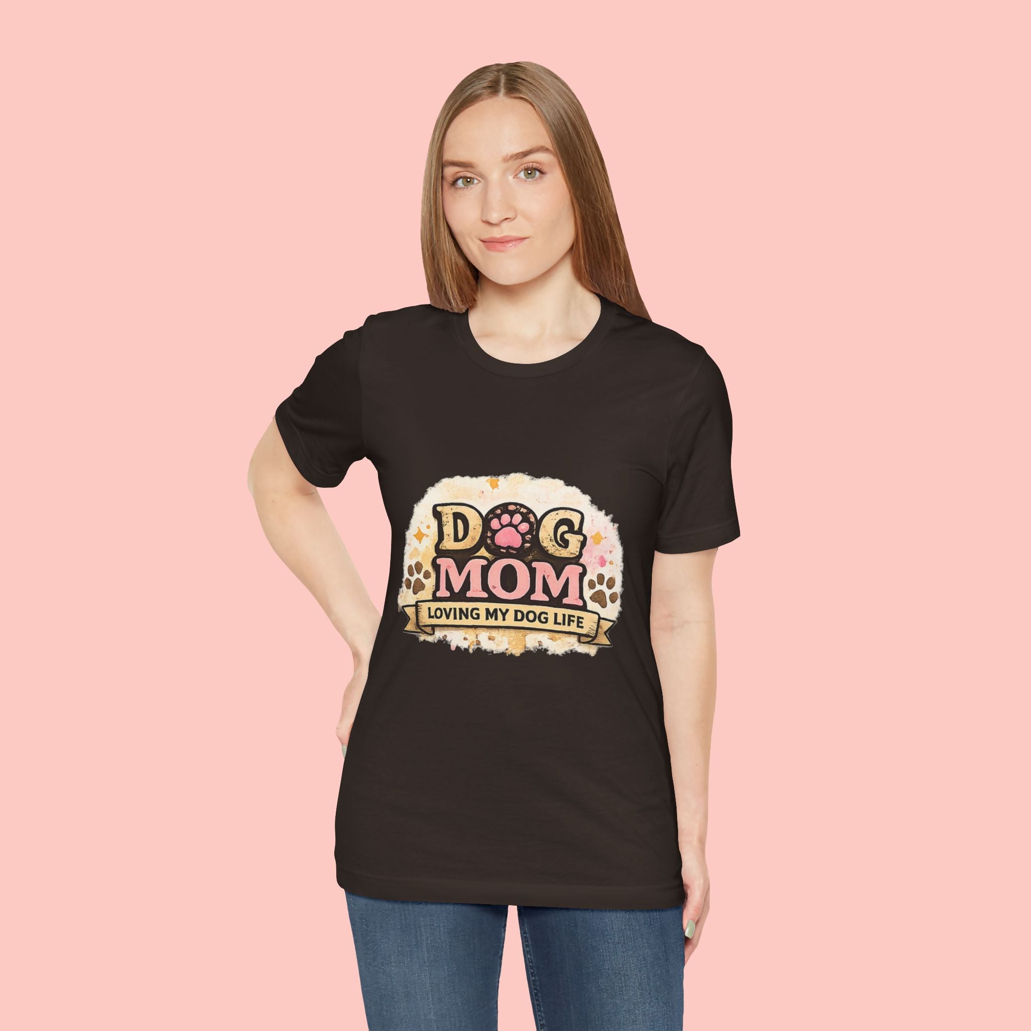 Dog Mom T-Shirt – "Loving My Dog Life" Cute Paw Print Tee for Pet Moms