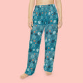 Women's Pajama Pants - Teal Paw Print All-Over-Print Lounge Pajamas