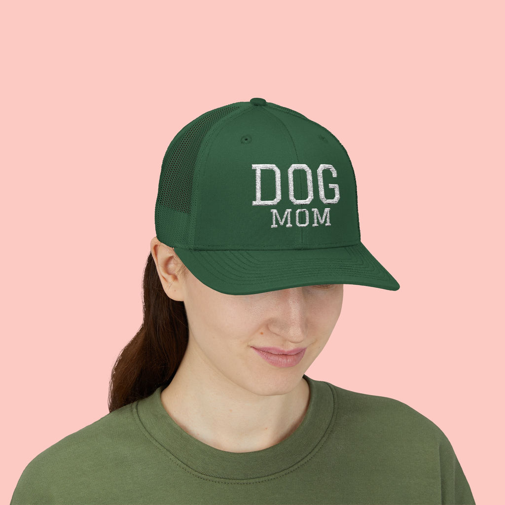 Dog Mom Trucker Cap — Rhinestone Lettering Snapback Hat