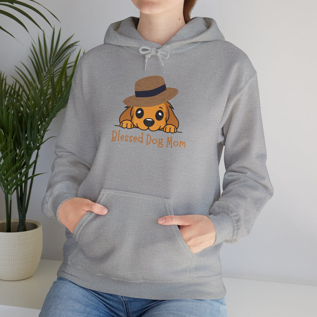 Dog Mom Hoodie - "Blessed Dog Mom" Cute Puppy Hat Sweatshirt