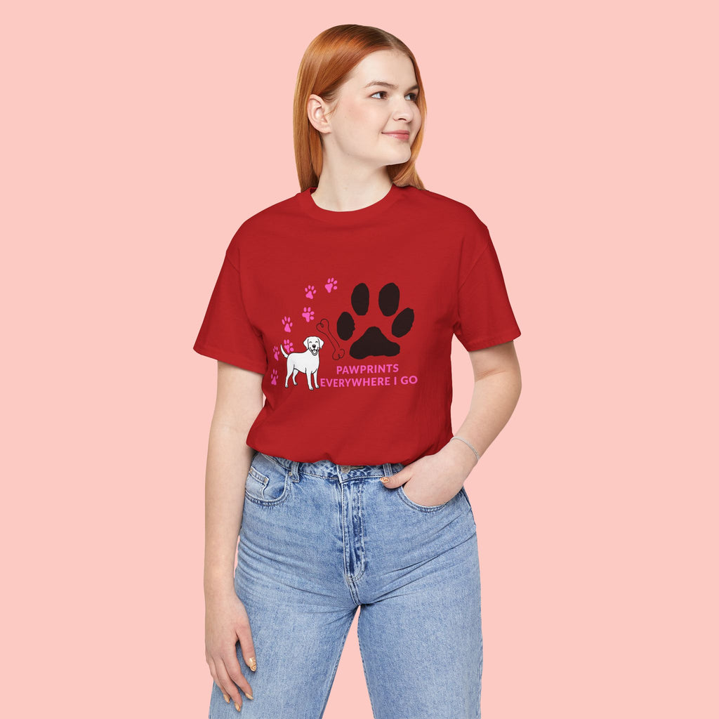 Dog Pawprint T-Shirt — "Pawprints Everywhere I Go" Cute Pet Lover Tee