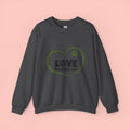 Dog Mom Heart Crewneck Sweatshirt — "LOVE Proud Dog Mom" Graphic