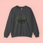 Dog Mom Heart Crewneck Sweatshirt — "LOVE Proud Dog Mom" Graphic