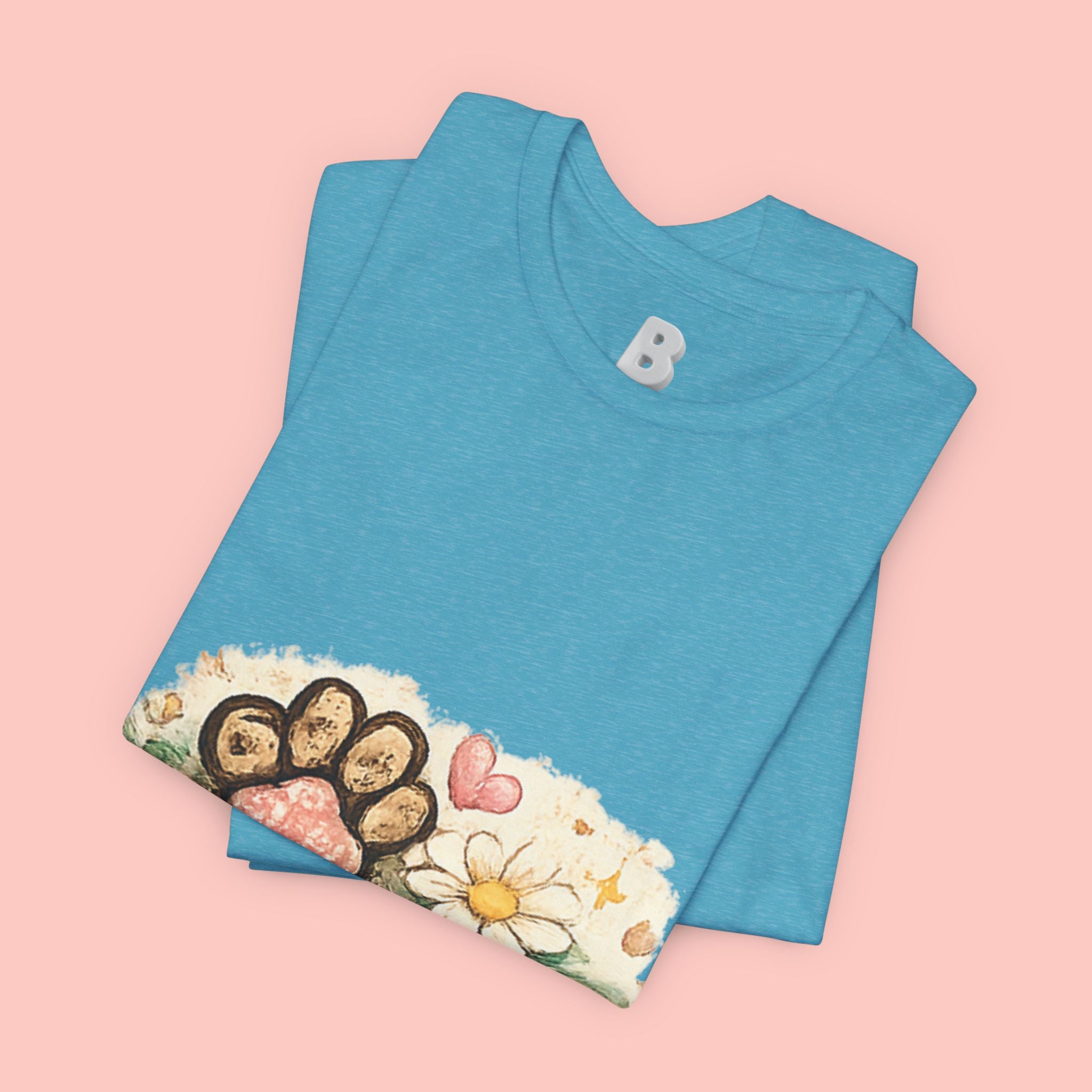 Dog Paw Floral T-Shirt — Cute Paw Print, Bone & Daisies Tee