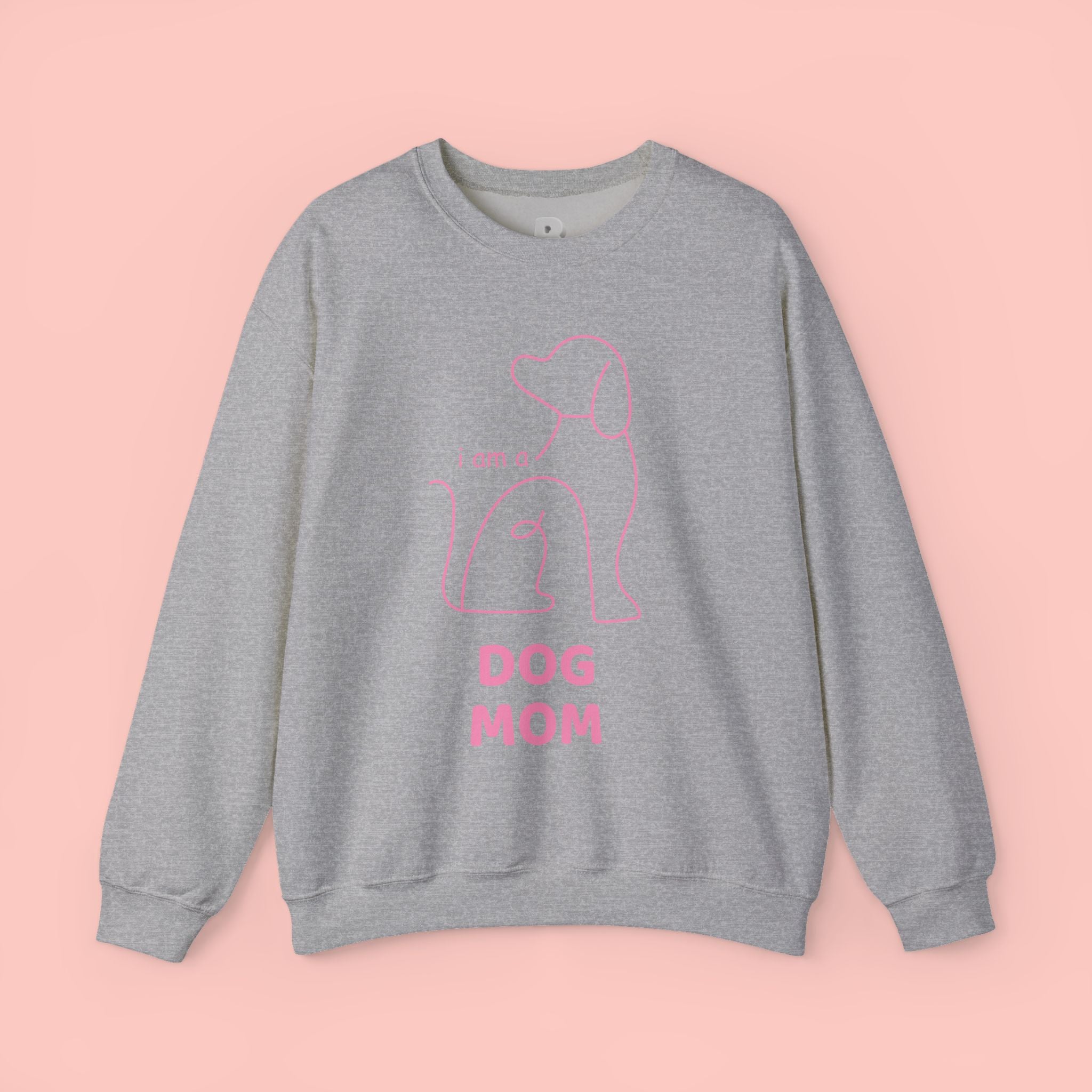 Dog Mom Crewneck Sweatshirt — "I am a Dog Mom" Minimal Line Art Pullover