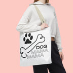 Dog Mama Tote Bag — Paw Print & Bone Graphic Canvas Shopper