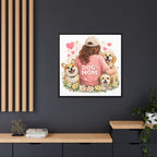 Dog Mom Canvas Print — Framed Matte Wall Art with Cute Dogs & Hearts
