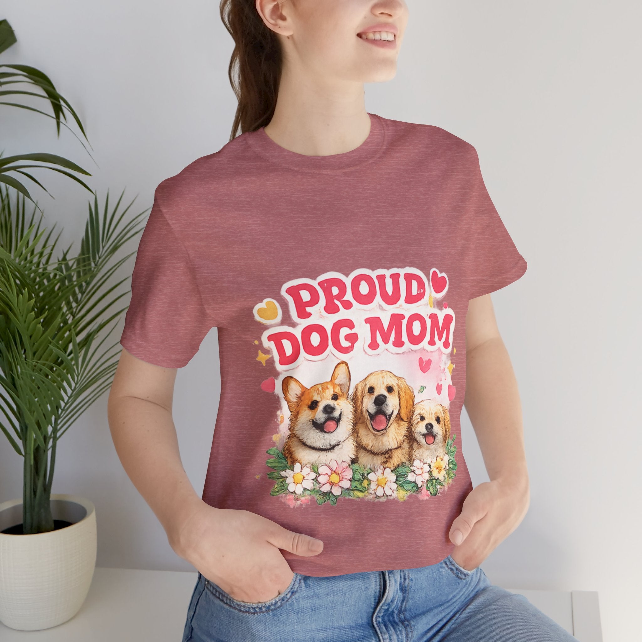 Proud Dog Mom T-Shirt — Cute Corgi & Golden Retriever Floral Tee for Pet Lovers