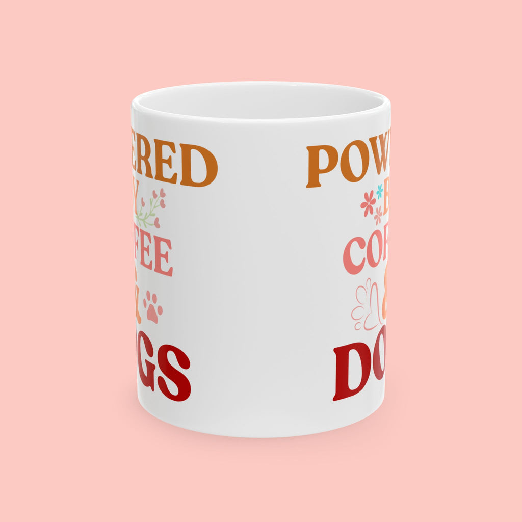 Coffee Powered Dog Mom Mug — Cute Floral Paw Print Ceramic Coffee Mug (11oz, 15oz)