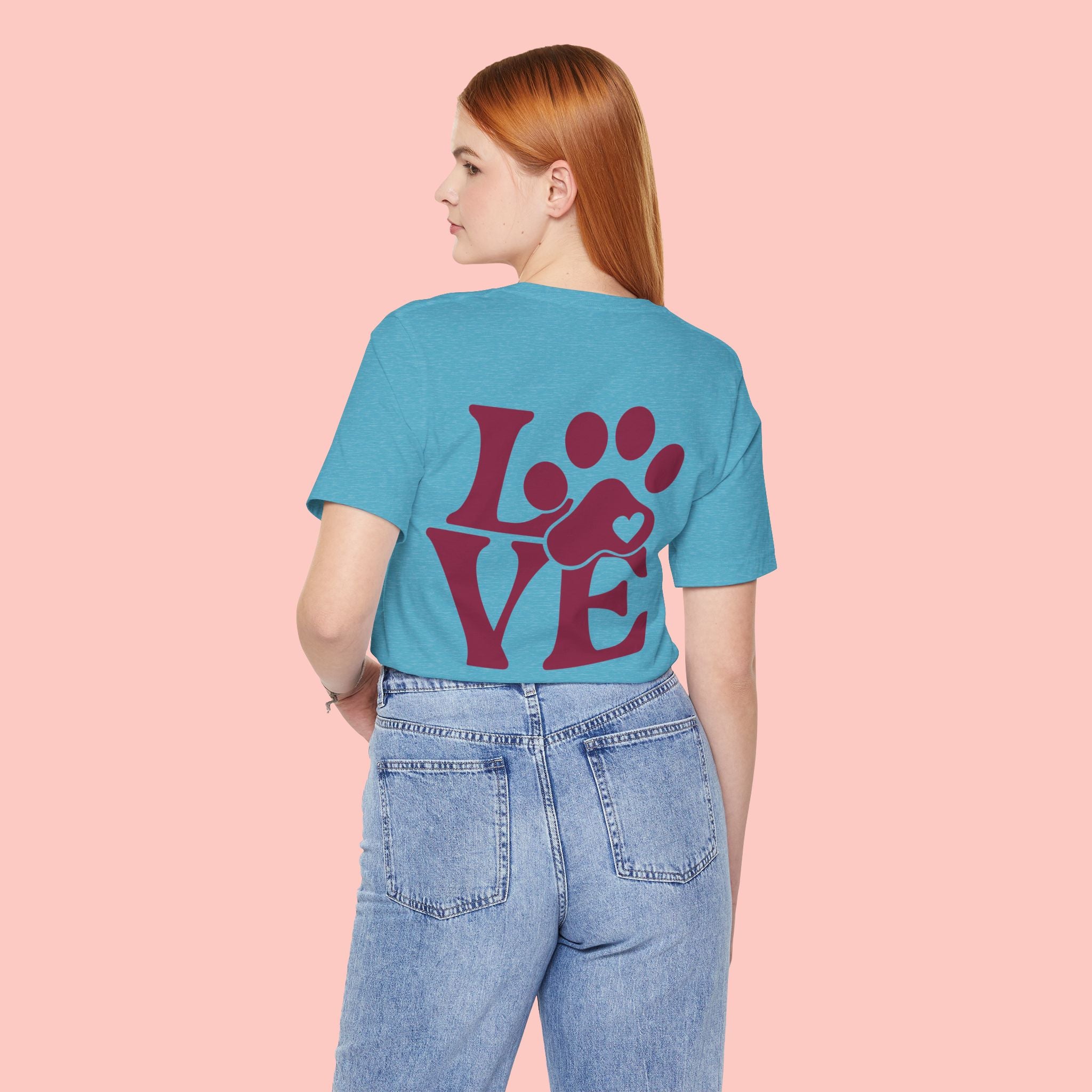 Dog Paw "LOVE" Tee - Pet Lover Graphic T-Shirt