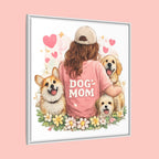 Dog Mom Canvas Print — Framed Matte Wall Art with Cute Dogs & Hearts