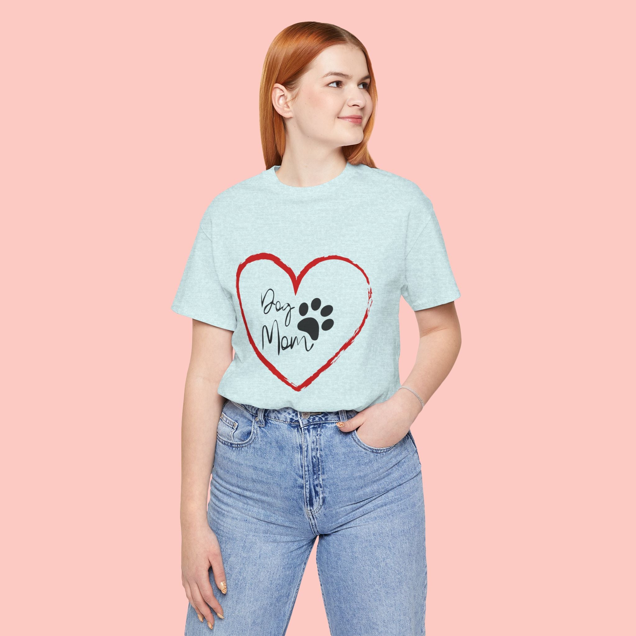Dog Mom Heart Paw T‑Shirt