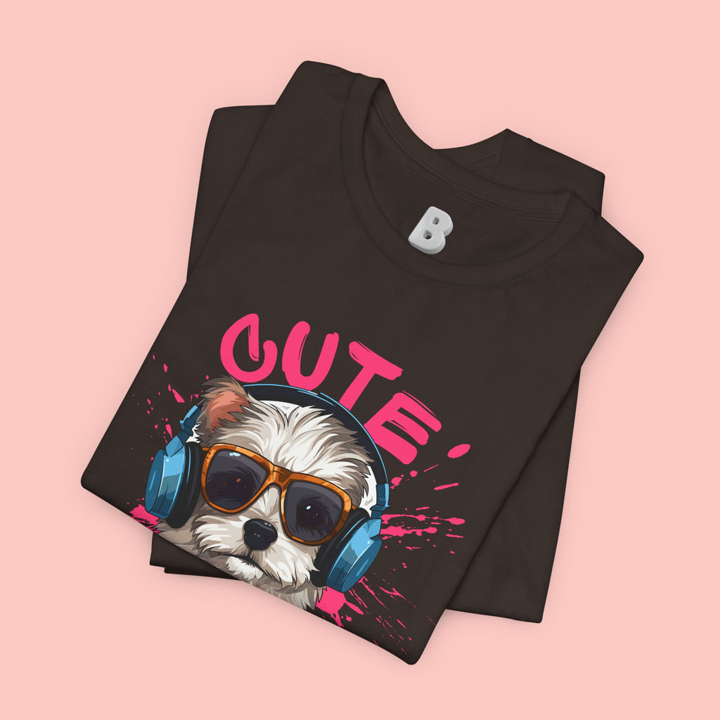Cute Dog Tee — Headphones Puppy Graphic T-Shirt