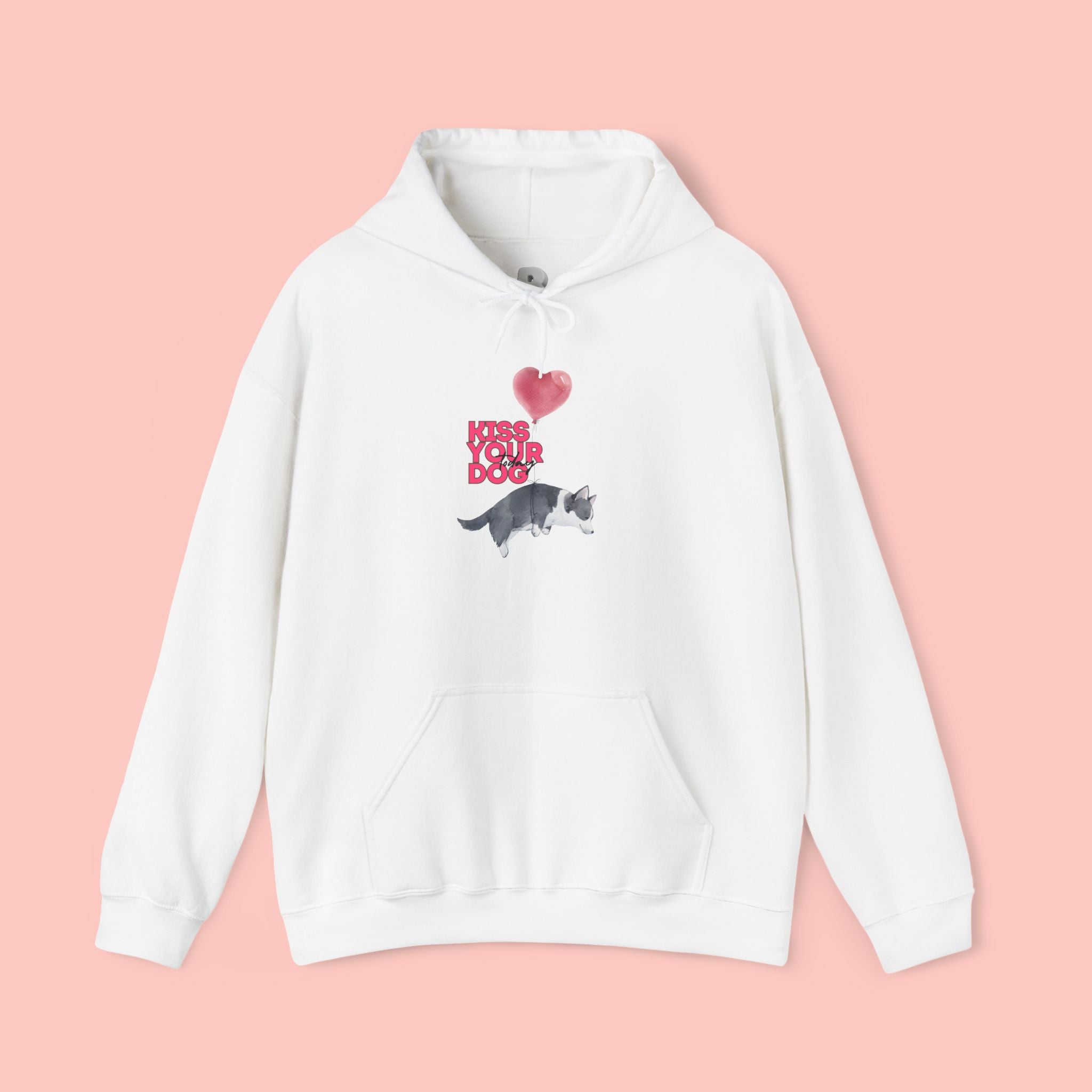Kiss Your Dog Hoodie — Cute Heart & Dog Graphic Pullover