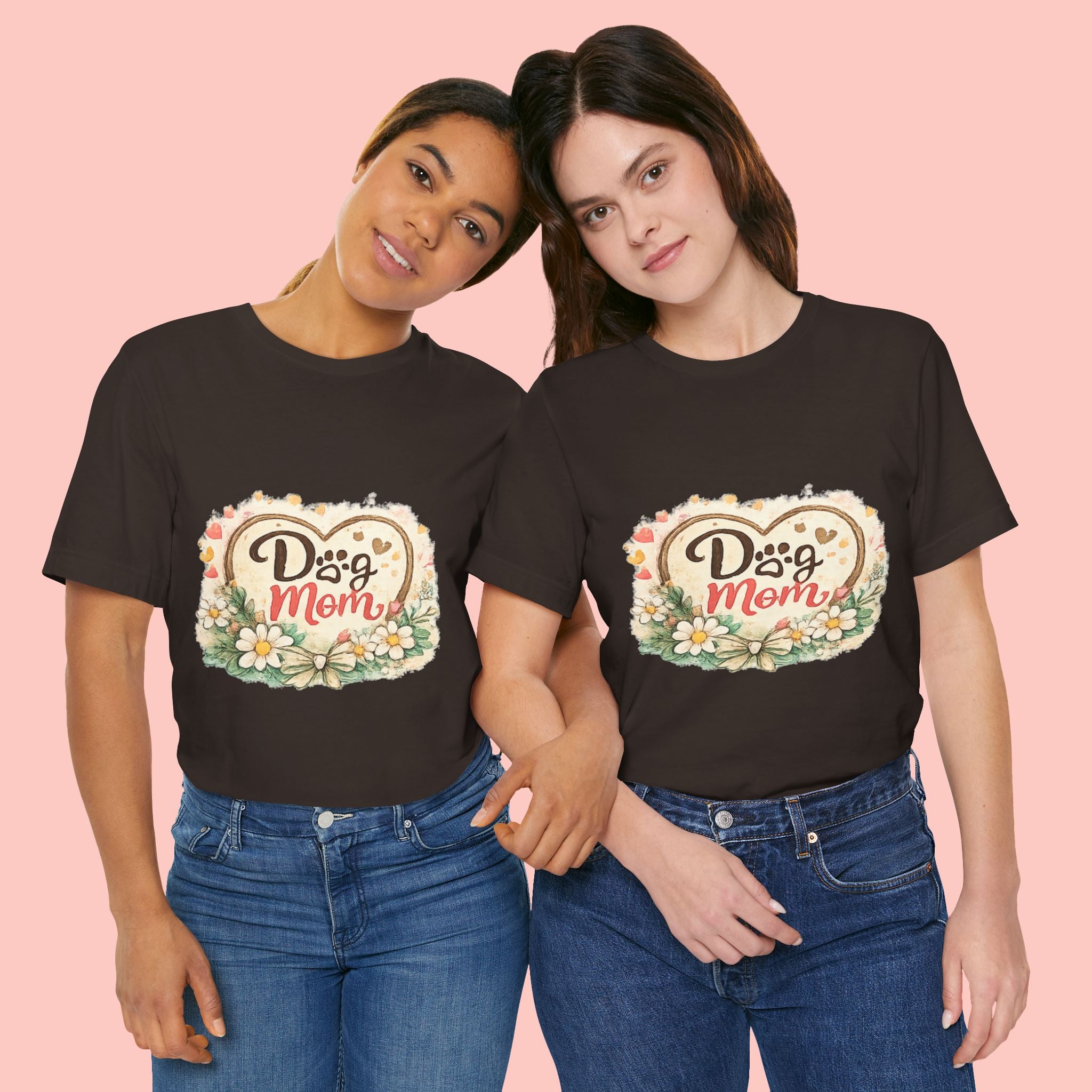 Dog Mom T-Shirt – Floral Paw Heart Graphic Tee