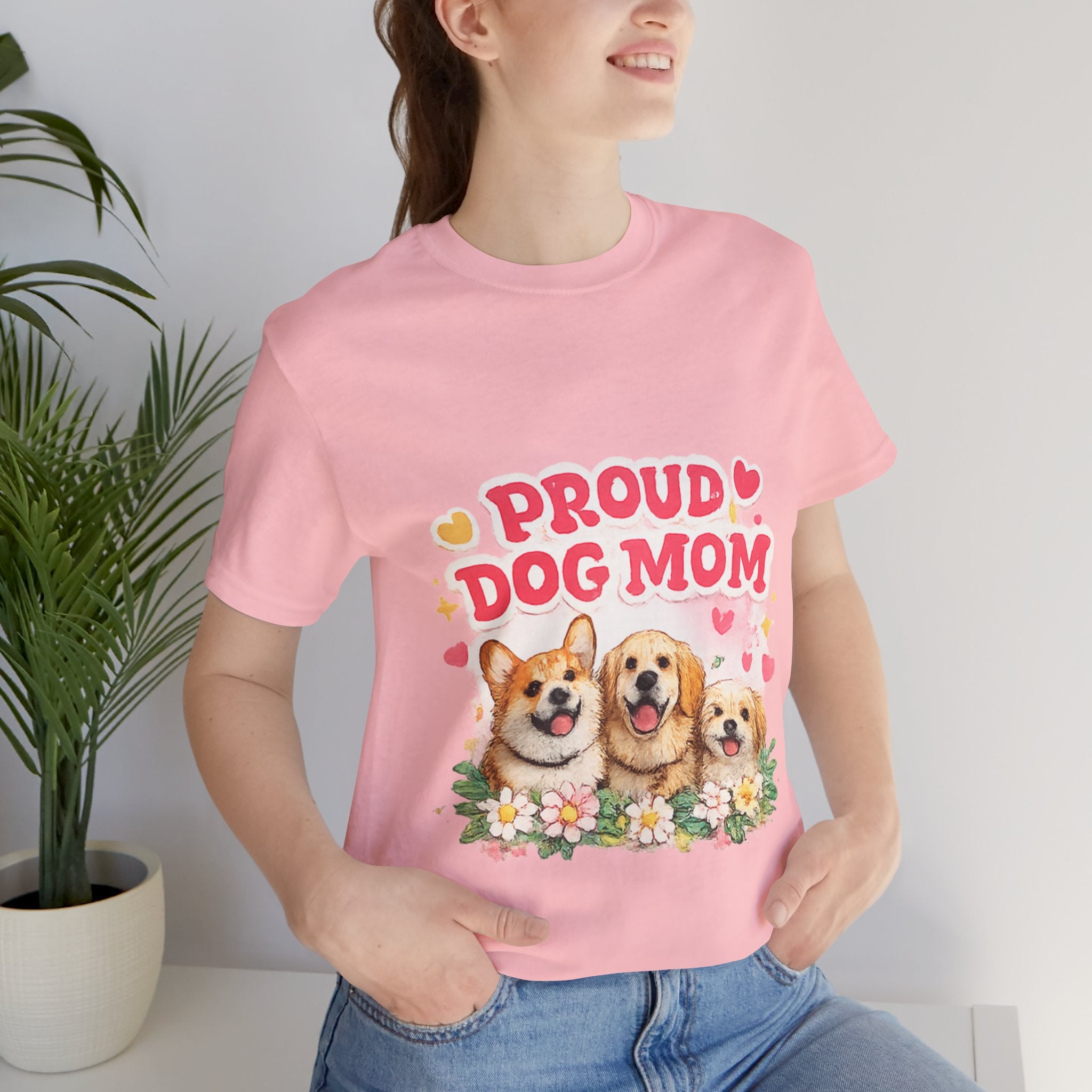Proud Dog Mom T-Shirt — Cute Corgi & Golden Retriever Floral Tee for Pet Lovers