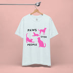 Paws Over People Tee — Pink Cats & Dogs Graphic T-Shirt