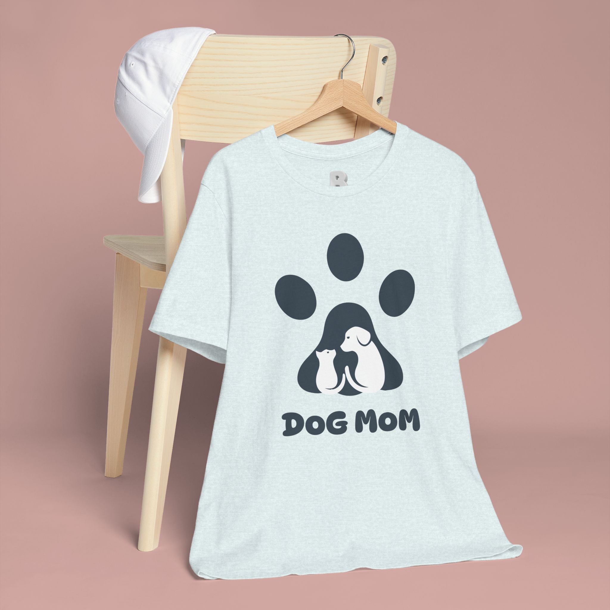 Dog Mom T‑Shirt — Paw Print with Dog & Puppy Graphic