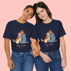 Dog Mom T‑Shirt — Cute Woman Hugging Dog Graphic Tee