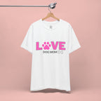 Love Dog Mom T-Shirt — Pink Paw Graphic Tee