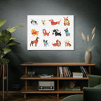 Holiday Dogs Canvas Wall Art — Cute Dachshund, Pug & Mixed Breeds in Winter Sweaters