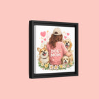 Dog Mom Canvas Print — Framed Matte Wall Art with Cute Dogs & Hearts