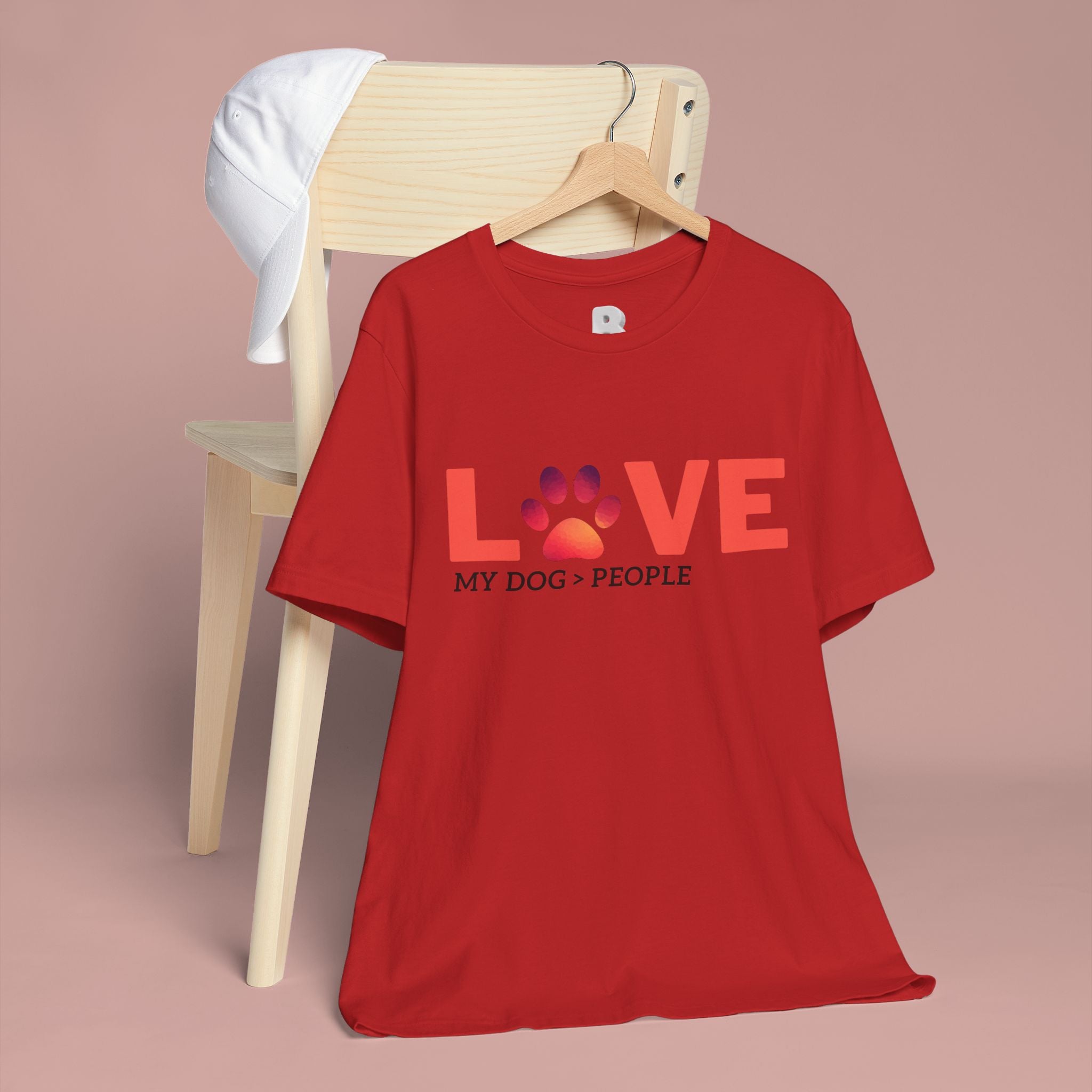 Dog Lover Tee - "LOVE My Dog > People" Paw Print Graphic T-Shirt