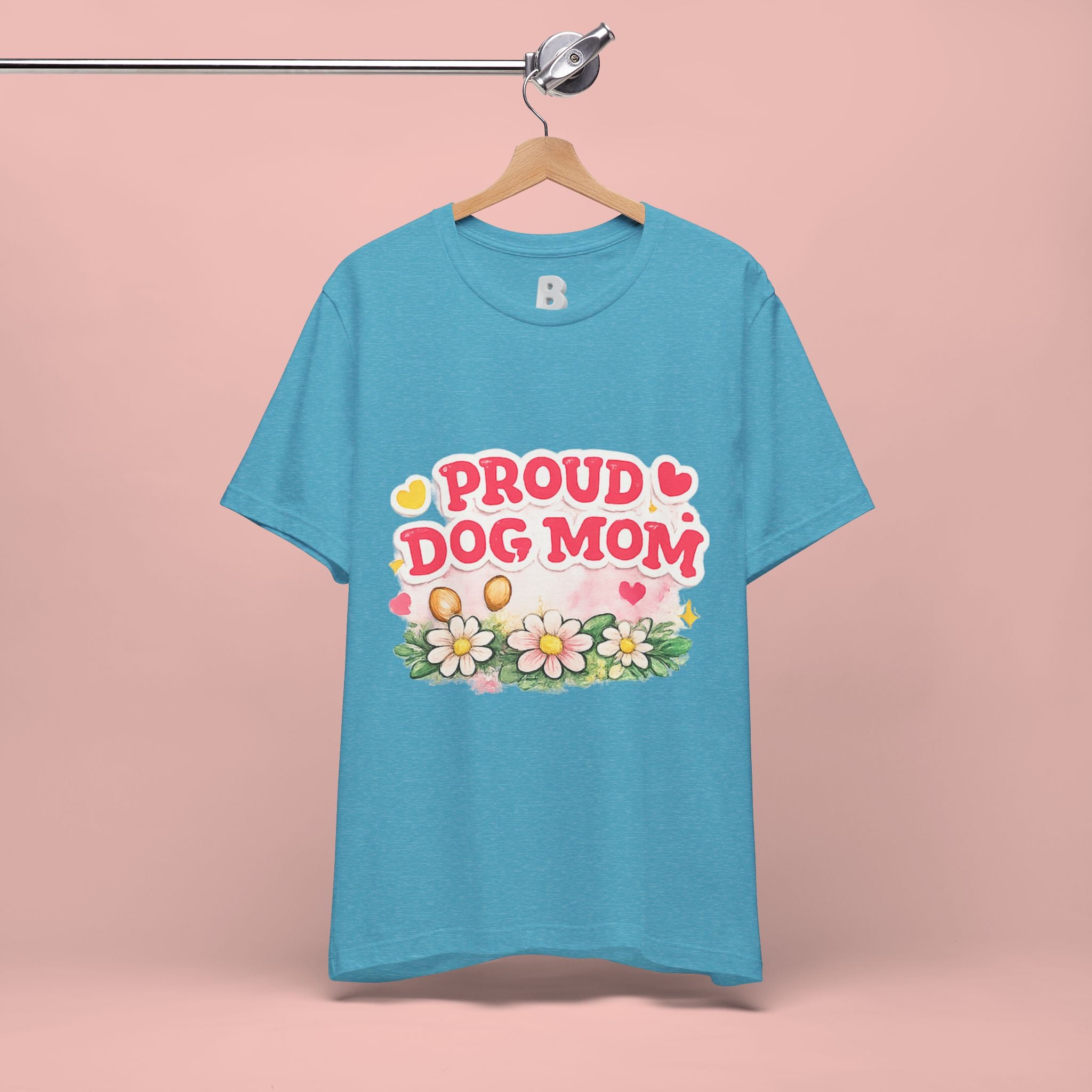 Proud Dog Mom Tee – Floral Retro Heart Design